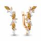 Серьги из золочёного серебра AQUAMARINE А4964106А-п с фианитом и цитрином