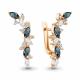 Серьги из золочёного серебра AQUAMARINE А4964108А-п с фианитом и Лондон топазом