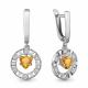 Серебряные серьги AQUAMARINE А4964606А с фианитом и цитрином