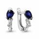 Серебряные серьги AQUAMARINE А49805АБ с фианитом и гидротермальным сапфиром