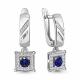 Серебряные серьги AQUAMARINE А49984АБ с фианитом и гидротермальным сапфиром