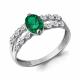 Серебряное кольцо AQUAMARINE А600067АГ с фианитом и гидротермальным изумрудом