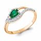 Серебряное кольцо AQUAMARINE А600210АГ-п с фианитом и гидротермальным изумрудом