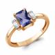 Кольцо из золочёного серебра AQUAMARINE А600295603-п с фианитом и танзанитом