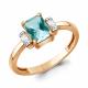 Кольцо из золочёного серебра AQUAMARINE А60029588-п с фианитом и турмалином