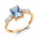 Кольцо из золочёного серебра AQUAMARINE А60029688-п с фианитом и турмалином