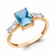 Кольцо из золочёного серебра AQUAMARINE А60029692-п с топазом и фианитом