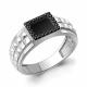 Серебряное кольцо AQUAMARINE А600467Ч с фианитом и ювелирным кристаллом