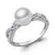 Серебряное кольцо AQUAMARINE А600521А с фианитом и жемчугом