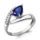 Серебряное кольцо AQUAMARINE А600569АБ с фианитом и гидротермальным сапфиром