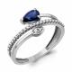 Серебряное кольцо AQUAMARINE А600682АБ с фианитом и гидротермальным сапфиром