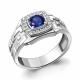 Серебряное кольцо AQUAMARINE А63217Б с фианитом и гидротермальным сапфиром