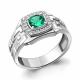 Серебряное кольцо AQUAMARINE А63217Г с фианитом и гидротермальным изумрудом