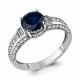 Серебряное кольцо AQUAMARINE А63899Б с фианитом и гидротермальным сапфиром