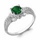 Серебряное кольцо AQUAMARINE А63976Г с фианитом и гидротермальным изумрудом