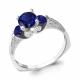 Серебряное кольцо AQUAMARINE А63990Б с фианитом и гидротермальным сапфиром