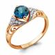 Кольцо из золочёного серебра AQUAMARINE А6399308А-п с фианитом и Лондон топазом
