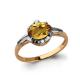 Кольцо из золочёного серебра AQUAMARINE А6448906-пк с фианитом и цитрином