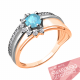 Кольцо из золочёного серебра AQUAMARINE А6482124А-пк с фианитом и топазом Swarovski
