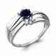 Серебряное кольцо AQUAMARINE А64823Б с фианитом и гидротермальным сапфиром