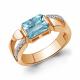 Кольцо из золочёного серебра AQUAMARINE А65003188А-п с фианитом и турмалином