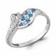 Серебряное кольцо AQUAMARINE А65004205А с топазом и фианитом