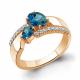 Кольцо из золочёного серебра AQUAMARINE А65008408А-п с фианитом и Лондон топазом