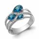 Серебряное кольцо AQUAMARINE А65008608А с фианитом и Лондон топазом