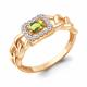 Кольцо из золочёного серебра AQUAMARINE А65014307А-п с фианитом и хризолитом
