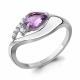 Серебряное кольцо AQUAMARINE А65015004А с фианитом и аметистом