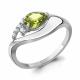 Серебряное кольцо AQUAMARINE А65015007А с фианитом и хризолитом