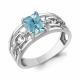 Серебряное кольцо AQUAMARINE А65015388А с фианитом и турмалином