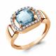Кольцо из золочёного серебра AQUAMARINE А65015888А-п с фианитом и турмалином