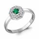 Серебряное кольцо AQUAMARINE А650182АГ с фианитом и гидротермальным изумрудом
