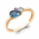 Кольцо из золочёного серебра AQUAMARINE А650245510-п с топазом и аметистом