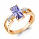 Кольцо из золочёного серебра AQUAMARINE А650304603А-п с фианитом и танзанитом