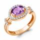 Кольцо из золочёного серебра AQUAMARINE А65030504А-п с фианитом и аметистом