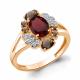 Серебряное кольцо AQUAMARINE А65030836А-п с фианитом, гранатом и кварцем