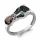 Серебряное кольцо AQUAMARINE А65032001ГЧ с кварцем, гидротермальным изумрудом и ювелирным кристаллом