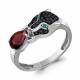 Серебряное кольцо AQUAMARINE А65032003ГЧ с гранатом, гидротермальным изумрудом и ювелирным кристаллом