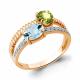 Кольцо из золочёного серебра AQUAMARINE А65032631А-п с топазом, фианитом и хризолитом