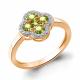 Кольцо из золочёного серебра AQUAMARINE А65032807А-п с фианитом и хризолитом