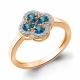 Кольцо из золочёного серебра AQUAMARINE А65032808А-п с фианитом и Лондон топазом