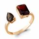 Кольцо из золочёного серебра AQUAMARINE А65034436-п с гранатом и кварцем
