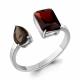 Серебряное кольцо AQUAMARINE А65034436 с гранатом и кварцем