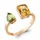 Кольцо из золочёного серебра AQUAMARINE А65034438-п с хризолитом и цитрином