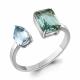 Серебряное кольцо AQUAMARINE А650344541 с топазом и празиолитом
