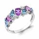 Серебряное кольцо AQUAMARINE А65034730А с топазом, фианитом и аметистом