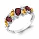 Серебряное кольцо AQUAMARINE А65034734А с фианитом, цитрином и гранатом