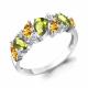 Серебряное кольцо AQUAMARINE А65034738А с фианитом, хризолитом и цитрином